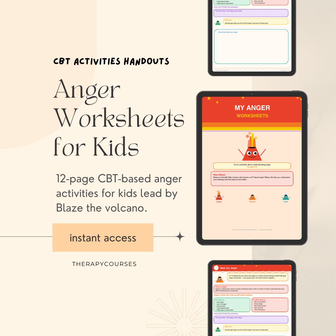 Anger Management Worksheets for Kids: 12 CBT Activities for Children H ...