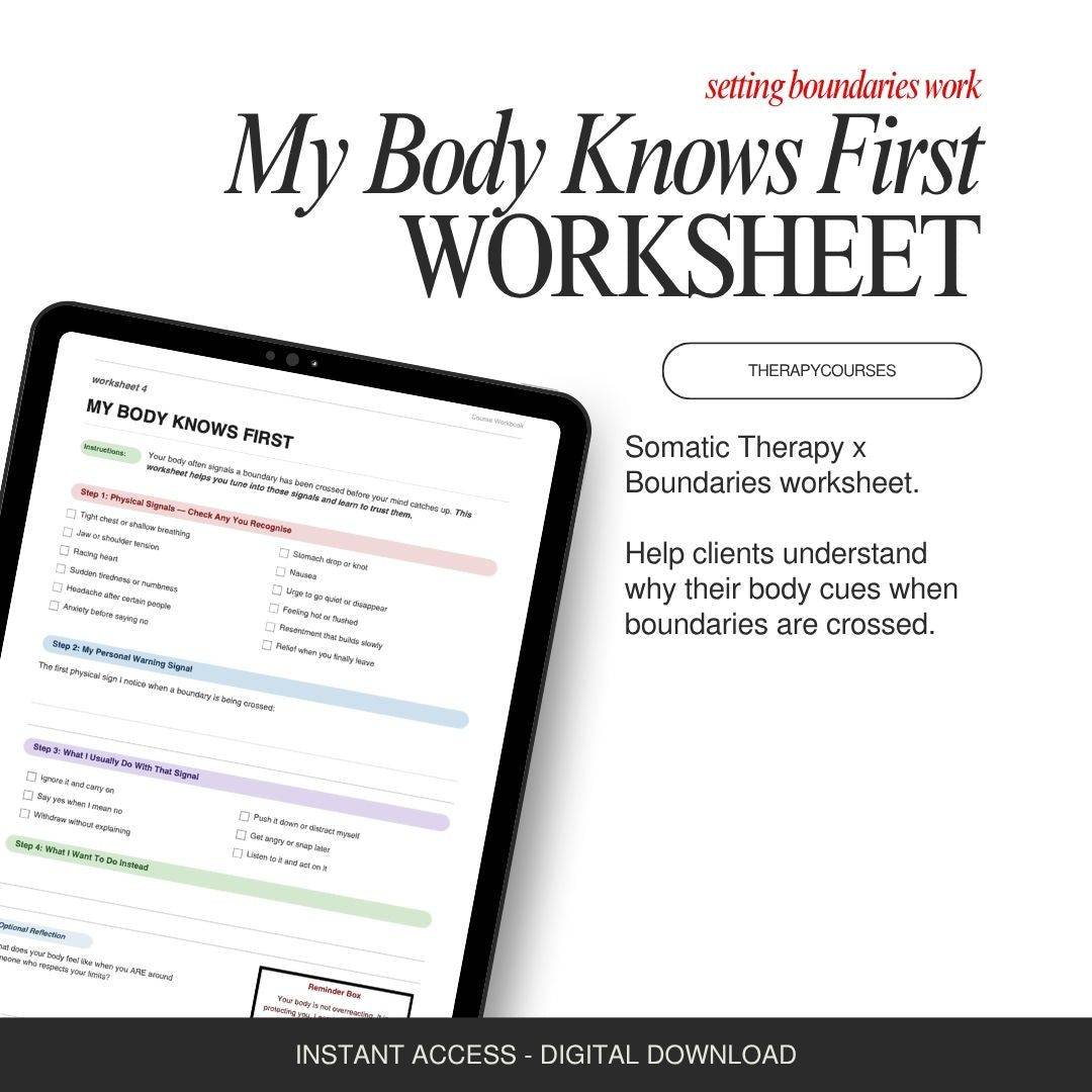 Somatic Therapy Boundaries Worksheet: My Body Knows - Worksheets for Boundaries