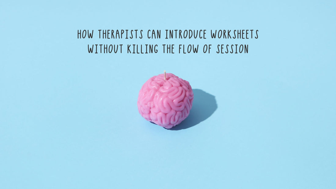 therapist introducing worksheet in session