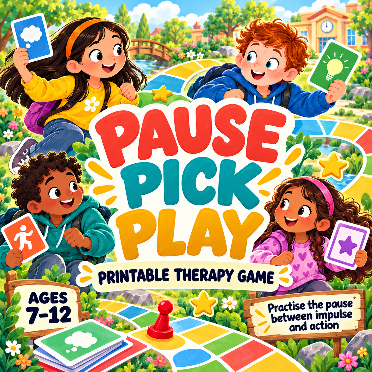 Pause Pick Play: Impulse Control Game for Kids, ADHD, Neurodivergent, Coping Skills Cards, Emotional Regulation, Therapist Resource