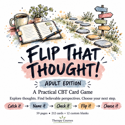 Flip that Thought! A CBT Game - Challenge Negative Thoughts (ANTs), Group Therapy Activites