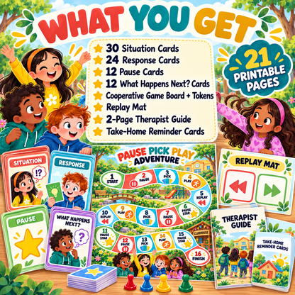 Pause Pick Play: Impulse Control Game for Kids, ADHD, Neurodivergent, Coping Skills Cards, Emotional Regulation, Therapist Resource