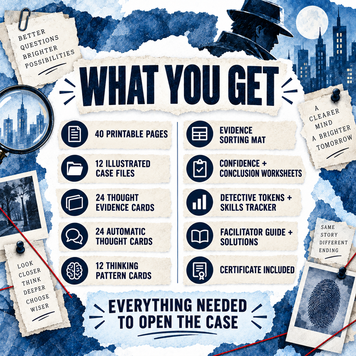 Teenager CBT Game: Thought Detective Case Files, Thought Challenging, Fun Group Therapy