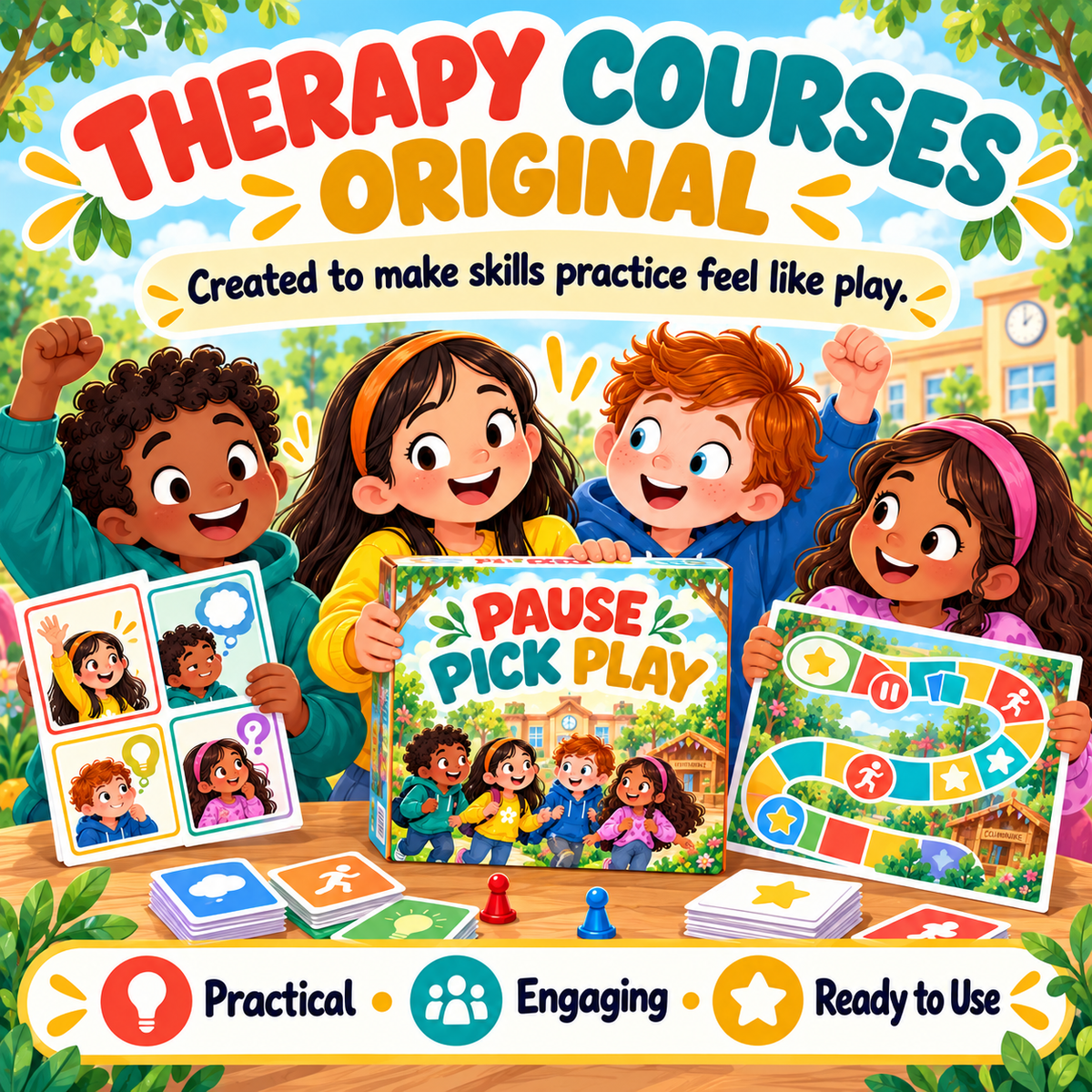 Pause Pick Play: Impulse Control Game for Kids, ADHD, Neurodivergent, Coping Skills Cards, Emotional Regulation, Therapist Resource