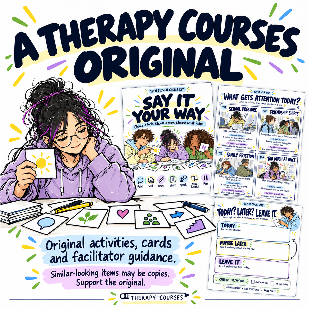 Get Quiet Teenagers Talking: Say it Your Way Card Game, Session Choice Toolkit (Adolescent Therapy Game)