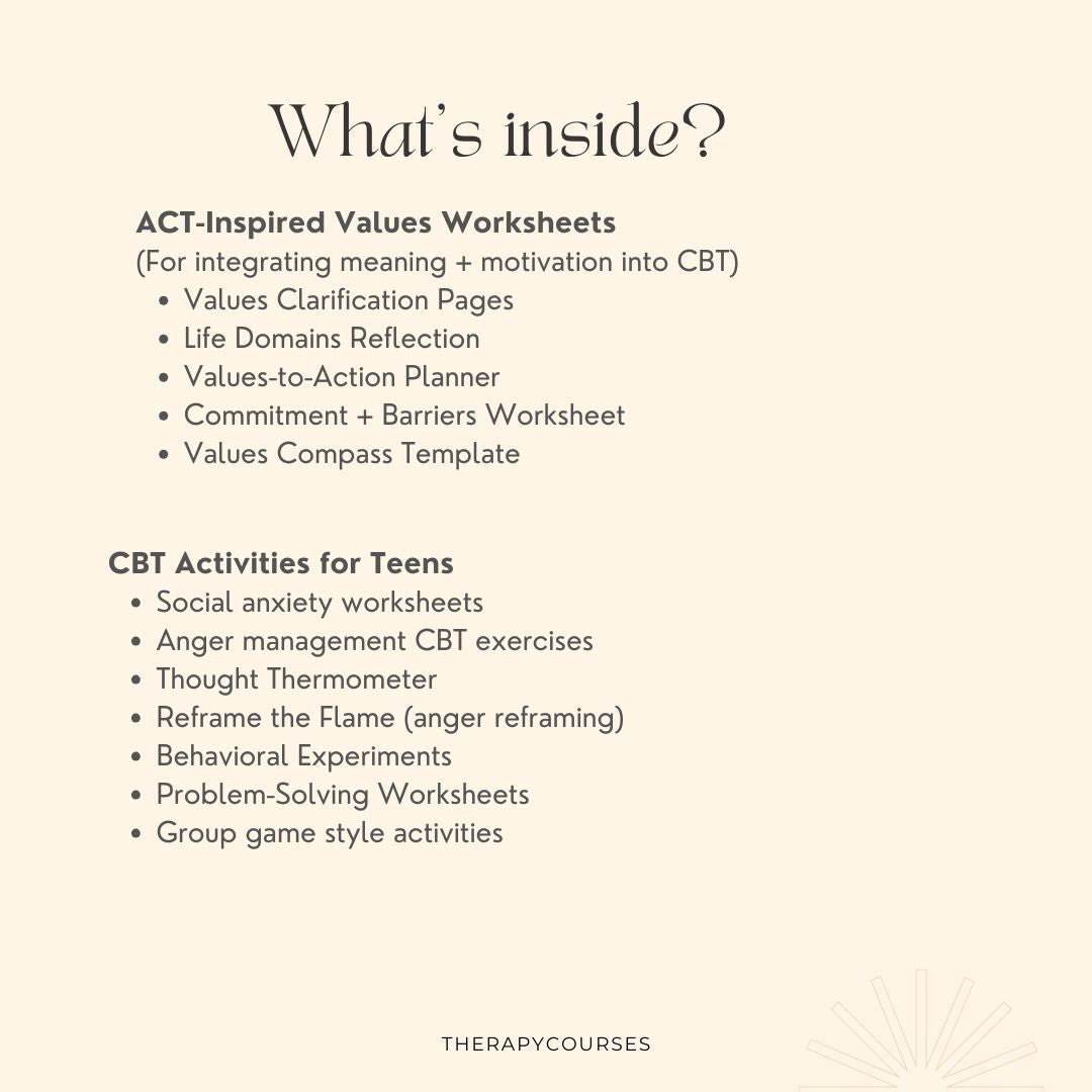 Modern CBT Worksheets for Therapy - Full Resources & Exercises Package to Learn CBT