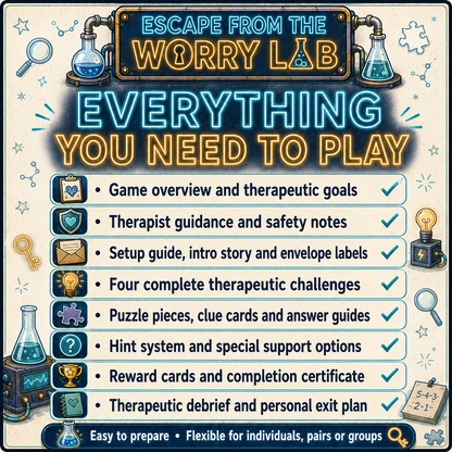 CBT Escape Room Game: Escape the Worry Lab - Fun Group Therapy Game for Teens