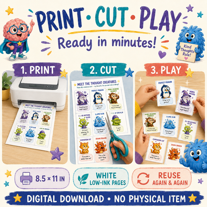 Flip That Thought! Kids Edition - Learn CBT in a fun way, Therapy Game Schools/Groups