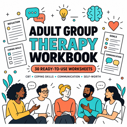 Adult Group Therapy Workbook – 30 Printable Worksheets
