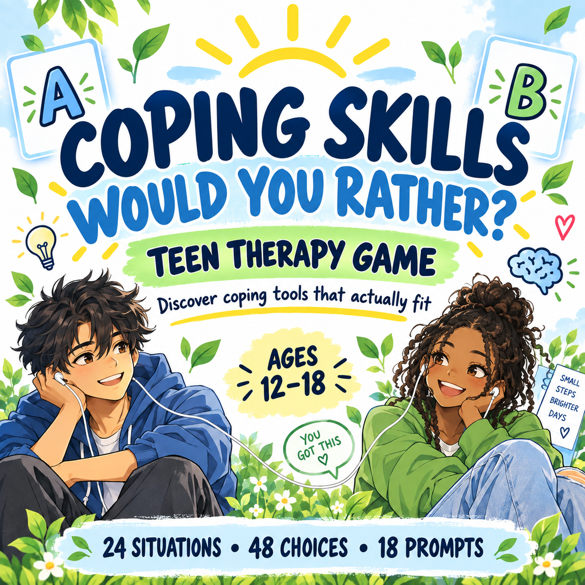 Teenage Therapy Game: Coping Skills Would You Rather, Group Therapy Games, Emotional Regulation, CBT Game, Therapist Aids, Resource