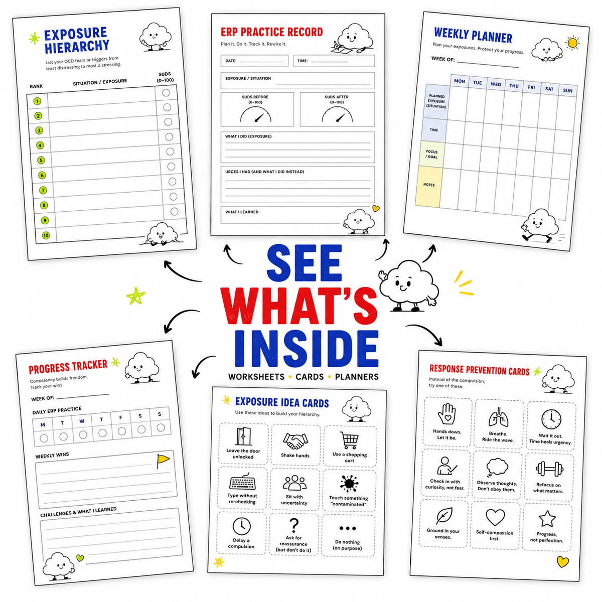 ERP Therapy Worksheets - Exposure & Response Prevention for OCD + PTSD Digital Workbook pdf