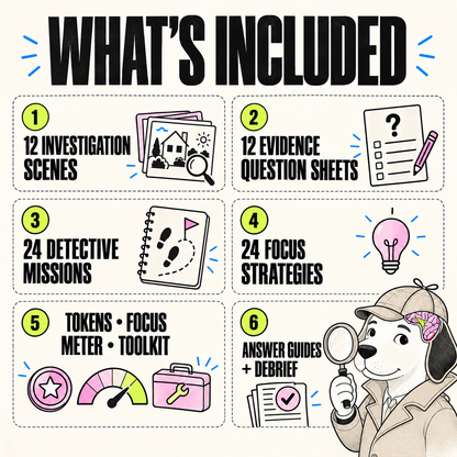 Focus Detective: ADHD skills game for kids & teens, fun learn practical focus strategies