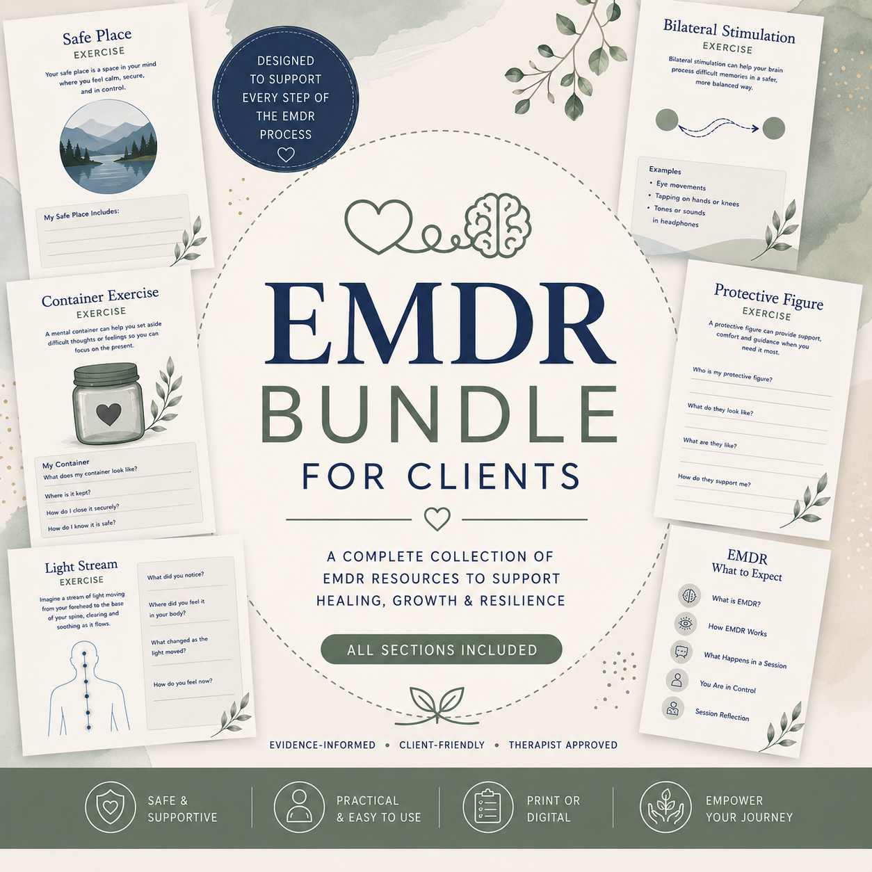 EMDR Client Handouts: 100+ EMDR Worksheets - Everything Covered (Full Resource)