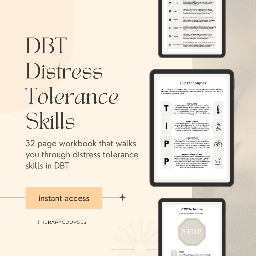 32 DBT Distress Tolerance Skills Worksheets