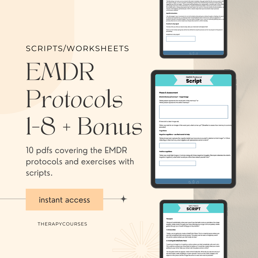 Emdr Container Self Script 10 EMDR Protocol Worksheets - 1-8 EMDR Protocols + Scripts, EMDR Thera ...