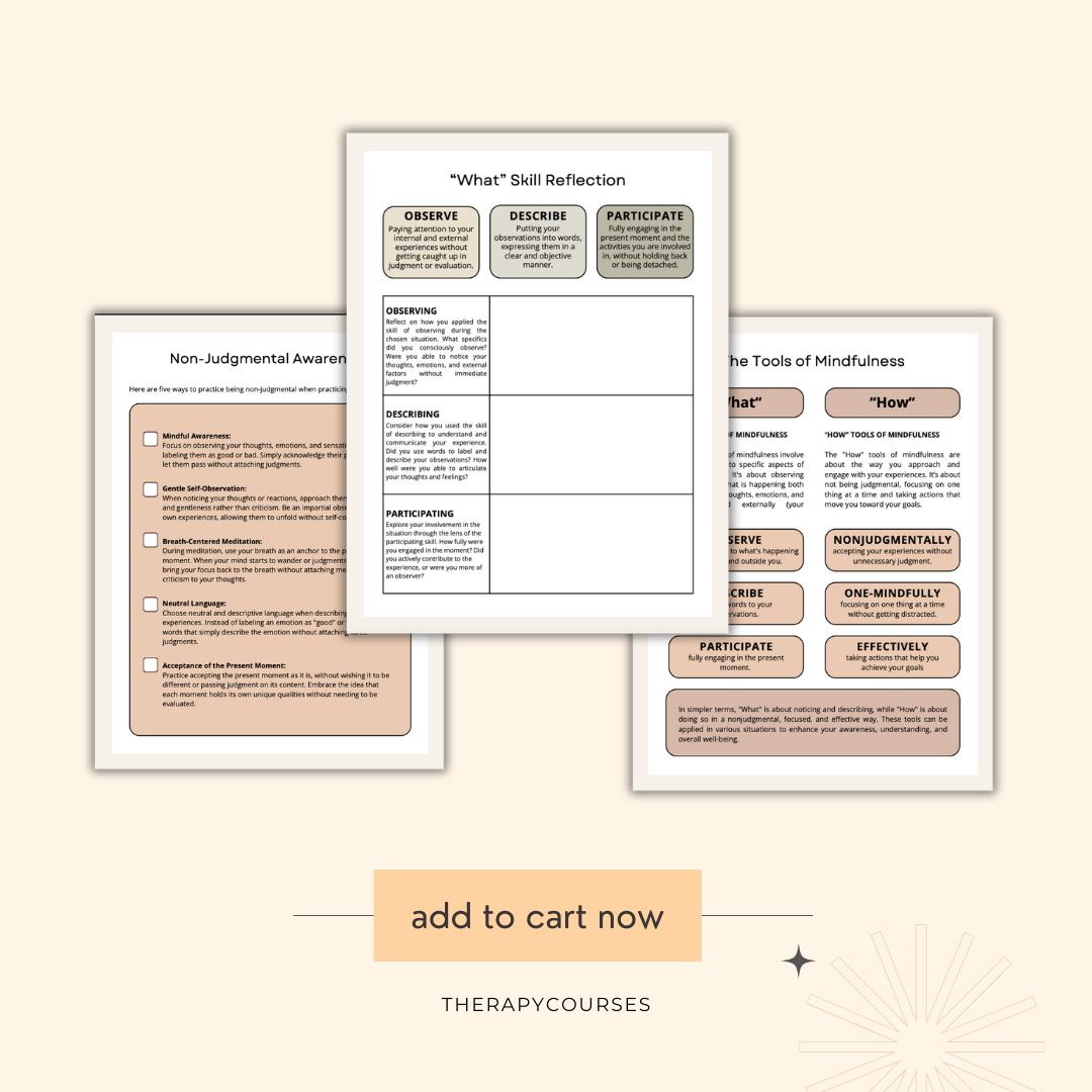 DBT What How Skills Worksheets, Session Handouts