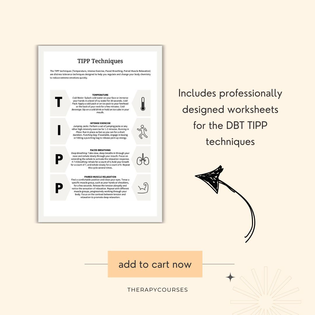 DBT TIPP Skills pdf - 8 Page TIPP Technique Workbook