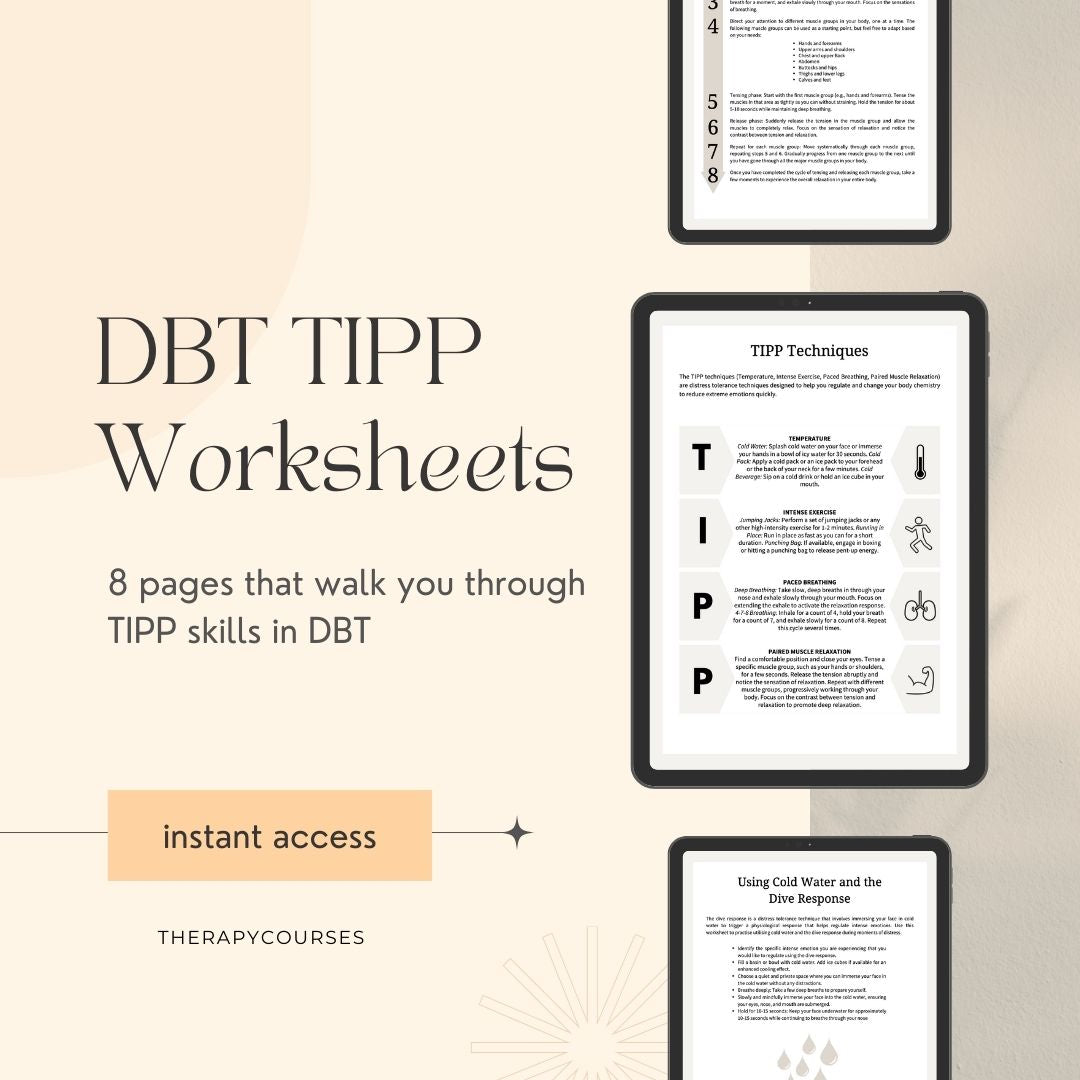 DBT TIPP Skills pdf - 8 Page TIPP Technique Workbook