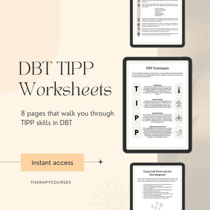 DBT TIPP Skills pdf - 8 Page TIPP Technique Workbook