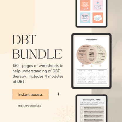 DBT Worksheets - 150+ Pages of DBT Skills Techniques, DBT Handouts, DBT Self Study