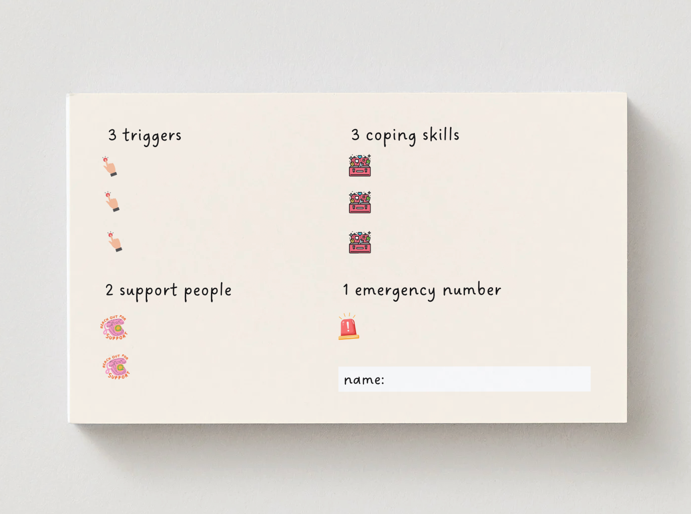 Crisis Lite - 50 Safety Plan Cards for Wallets, Phone Cases + Pockets (Therapist Ready)