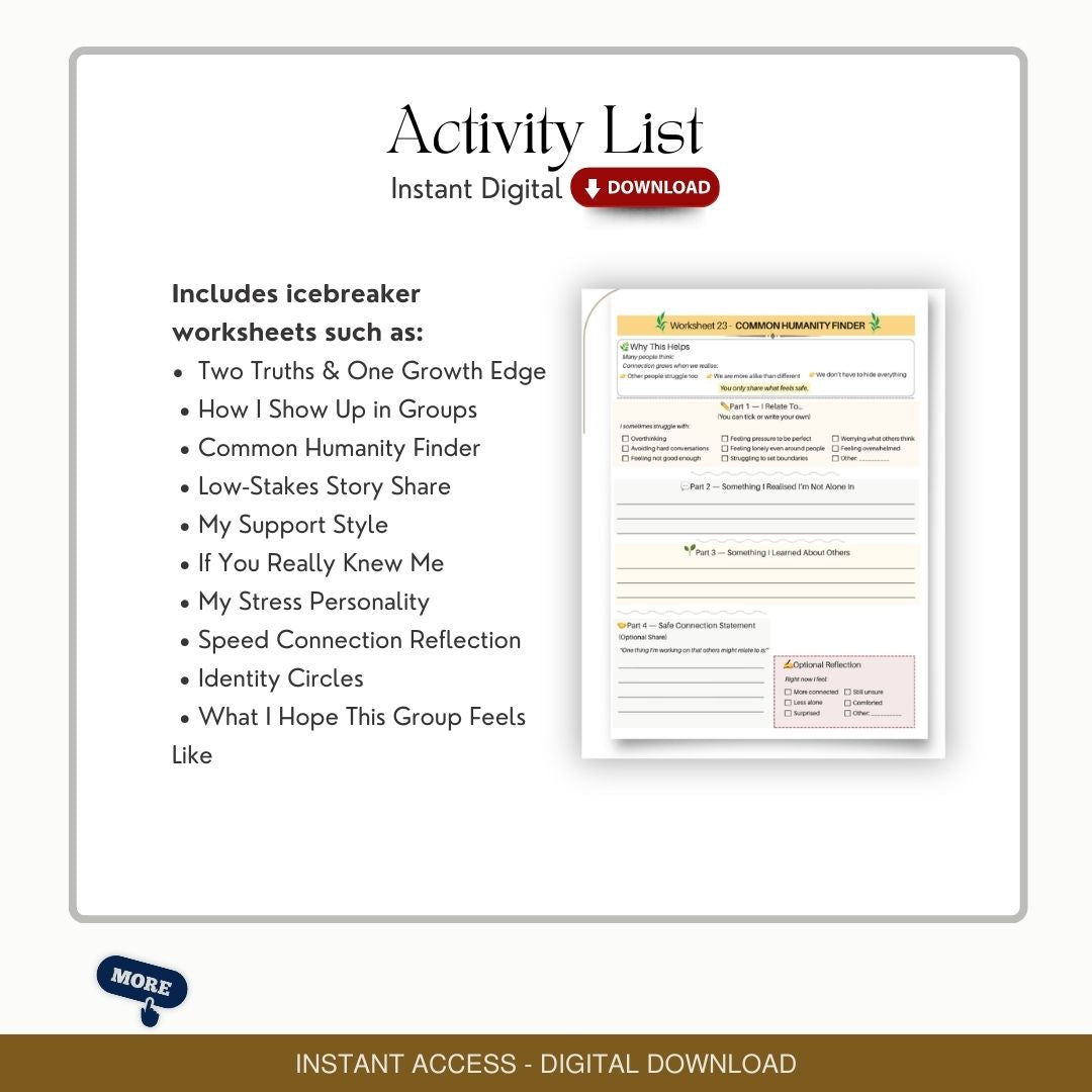 Group Therapy Icebreaker Activity Worksheets: Ready to Use Handouts (Adults & Teens)