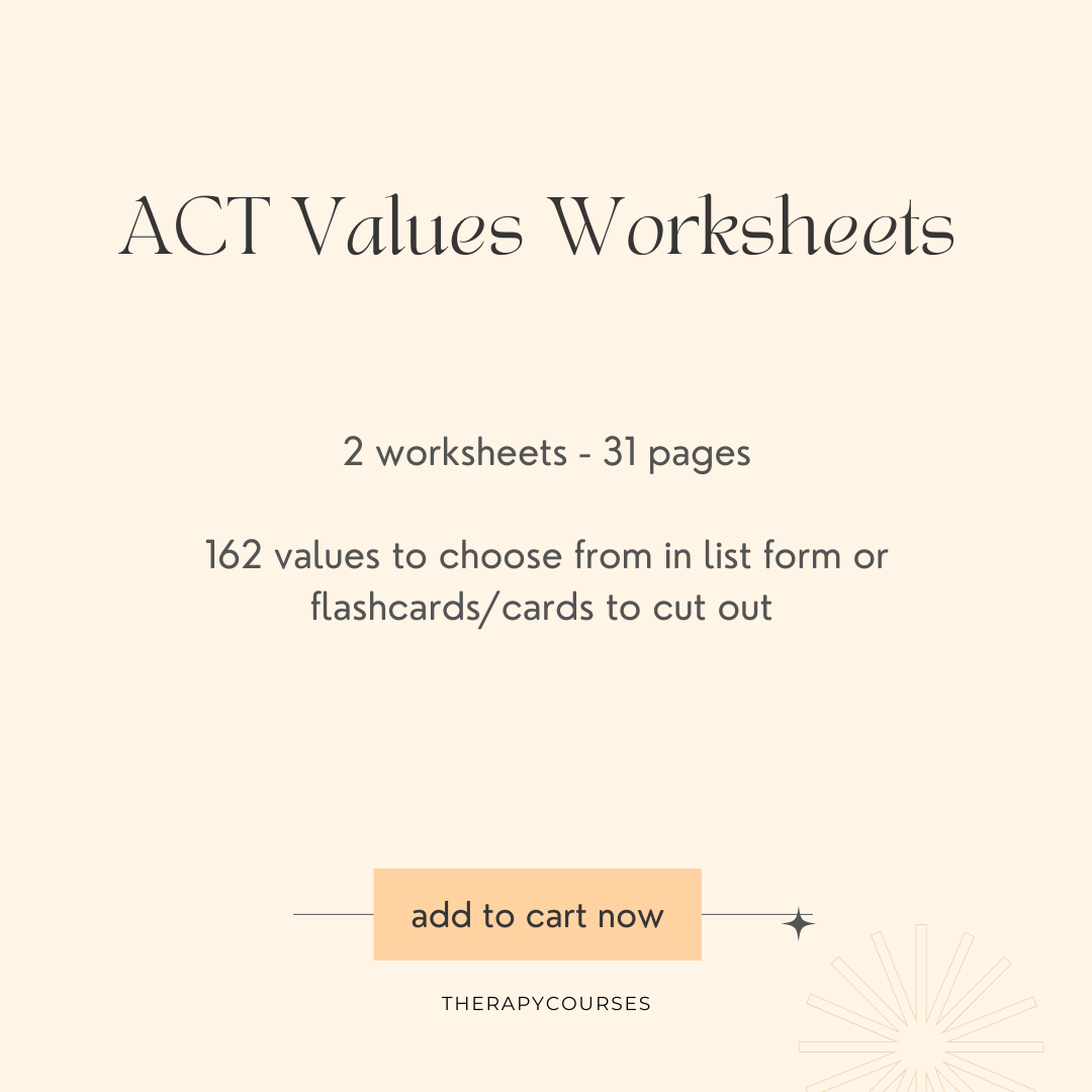 2 ACT Values List Worksheets - Acceptance & Commitment Therapy pdf ...
