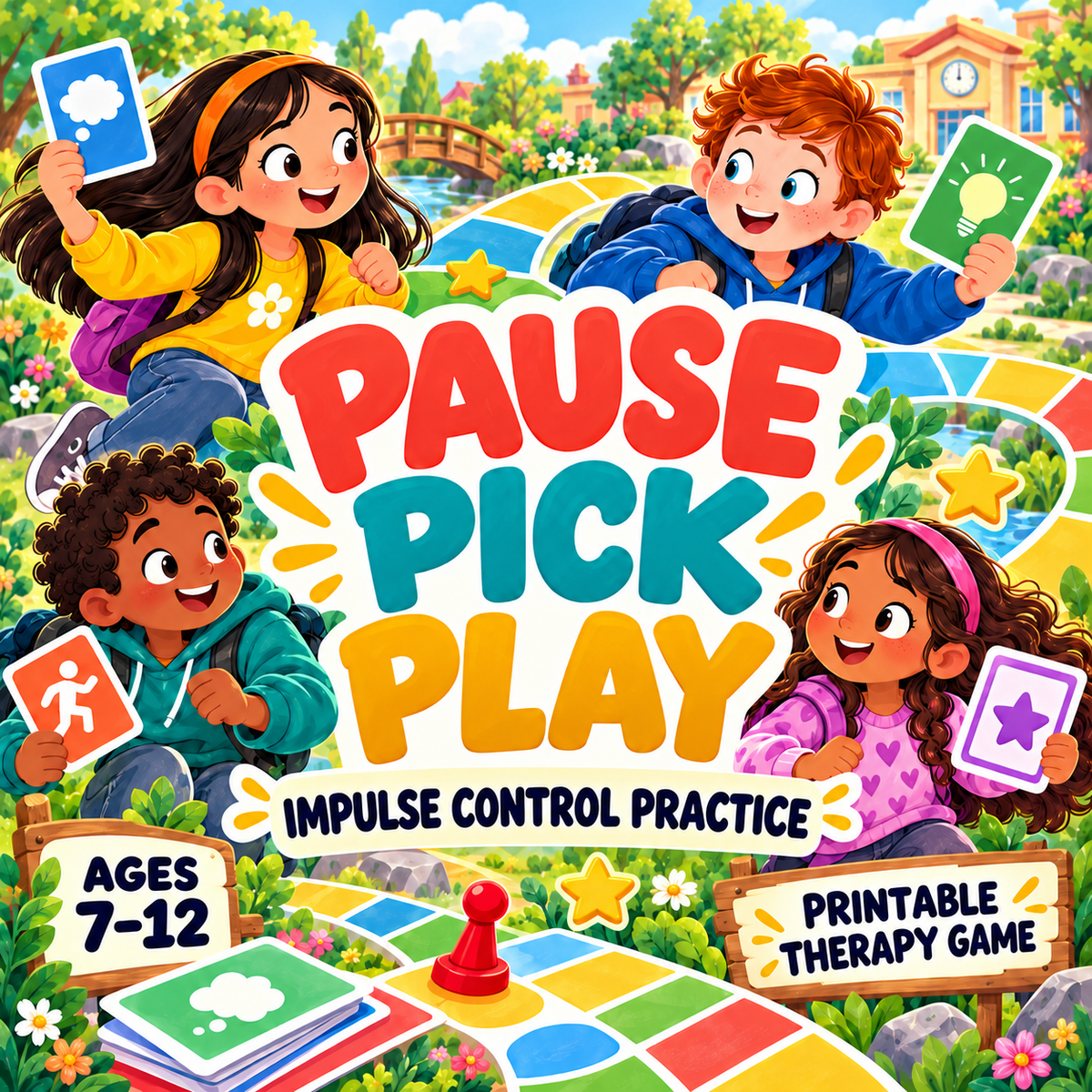 Pause Pick Play: Impulse Control Game for Kids, ADHD, Neurodivergent, Coping Skills Cards, Emotional Regulation, Therapist Resource