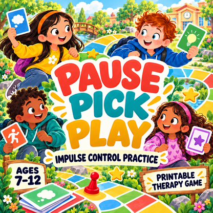 Pause Pick Play: Impulse Control Game for Kids, ADHD, Neurodivergent, Coping Skills Cards, Emotional Regulation, Therapist Resource