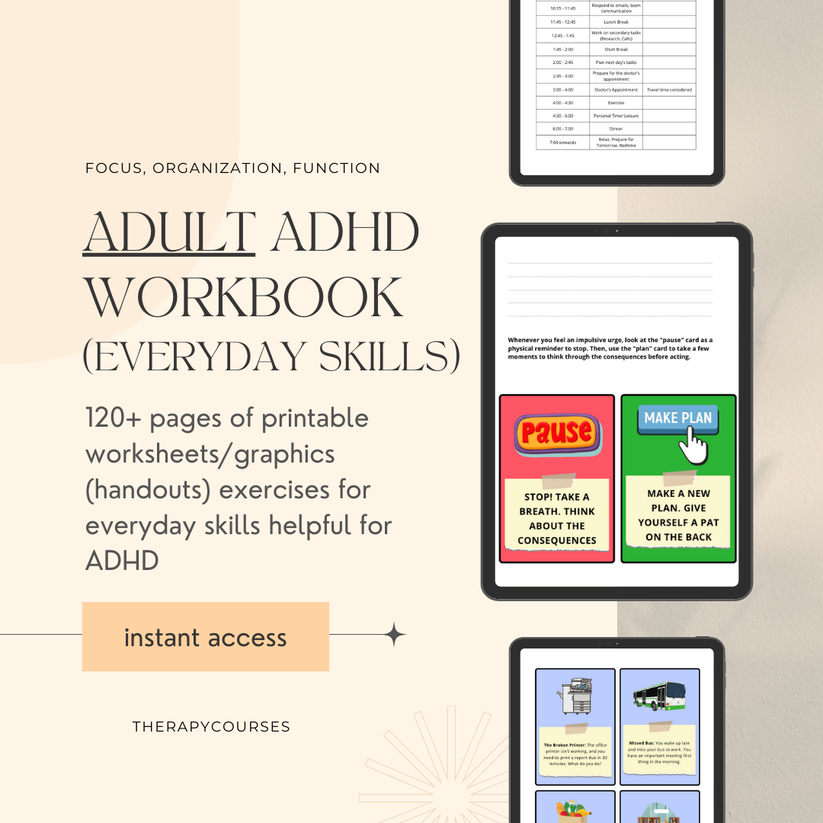 170 Adult ADHD Worksheets - Executive Functioning, Focus, Impulse Cont ...