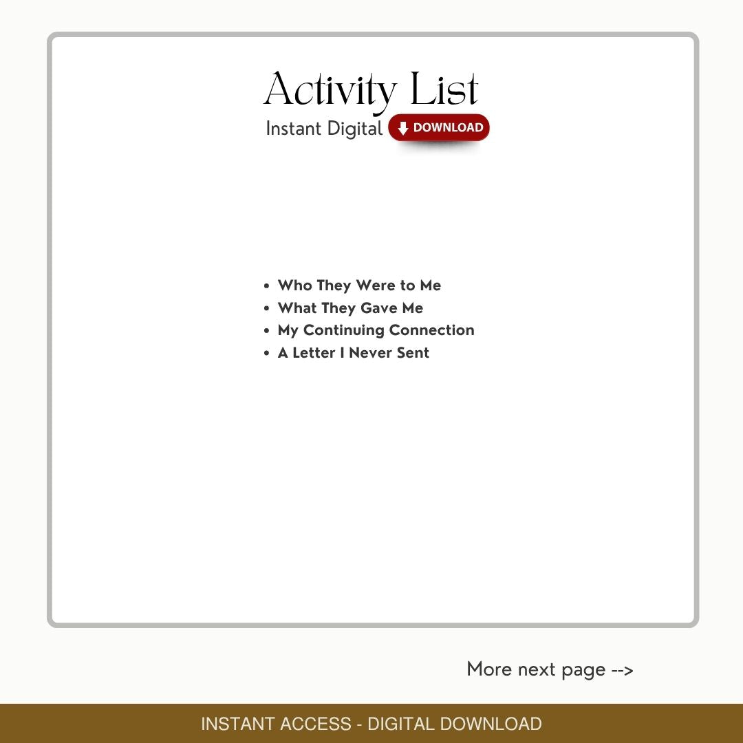 Continuing Bonds in Grief Worksheets - Connections in Grief & Loss Counselling Resources
