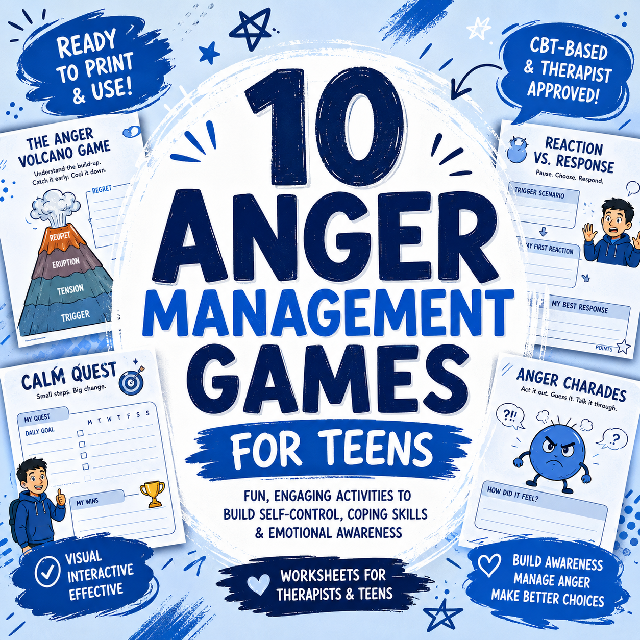 Anger Management Games for Teens: 10 Anger Therapy Games for Adolescents + Groups (PDF)