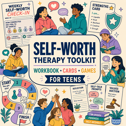 Self-Worth Therapy Toolkit for Teens: Workbook, Cards and Games