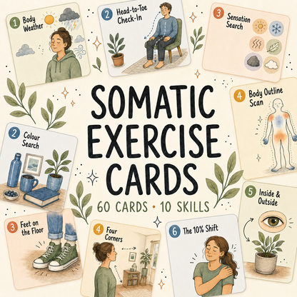 Somatic Therapy Exercise Cards - 60 Somatic Activity Flashcards (Digital Download PDF)