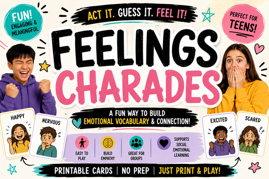 Feelings Charades Therapy Game for Teens Adolescents or ASD (PDF Digital Download)