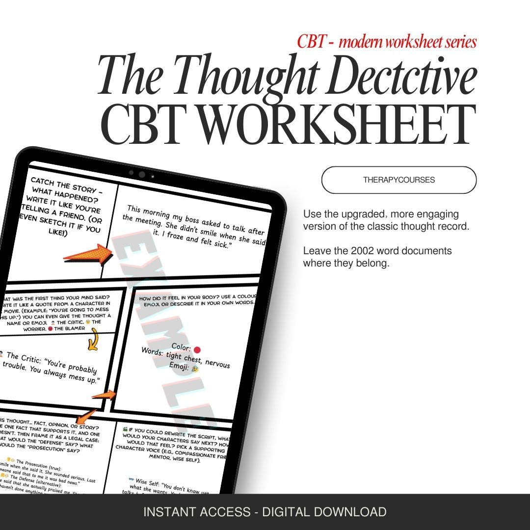 Thought Detective: A Modern CBT Thought Record Handout for Adults, Teens, Groups