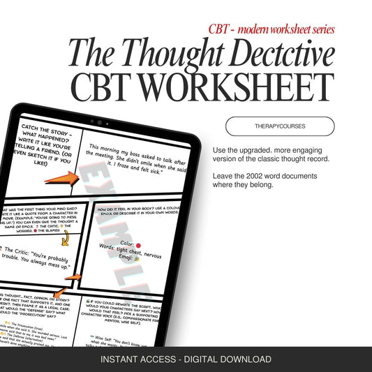 Thought Detective: A Modern CBT Thought Record Handout for Adults, Teens, Groups