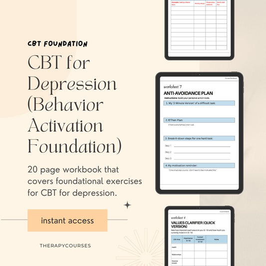 CBT for Depression Worksheets: Behavioral Activation Foundation Exercises + Handouts, Therapy Tools, Psychology