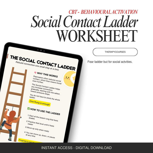 Social Contact Ladder: CBT for Depression, Social Anxiety Worksheets, Therapy Activities