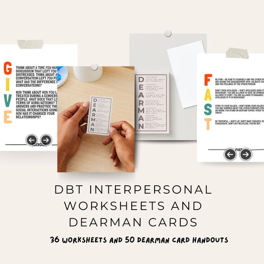 DBT Interpersonal Effectiveness Worksheets PDF & 50 DEARMAN Communication Cards
