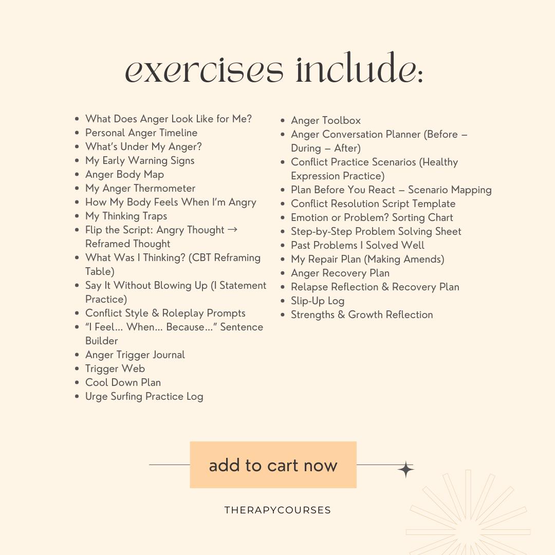 Anger Management Worksheets for Teens - 30+ Printable Exercises Handouts Individual or Group Therapy