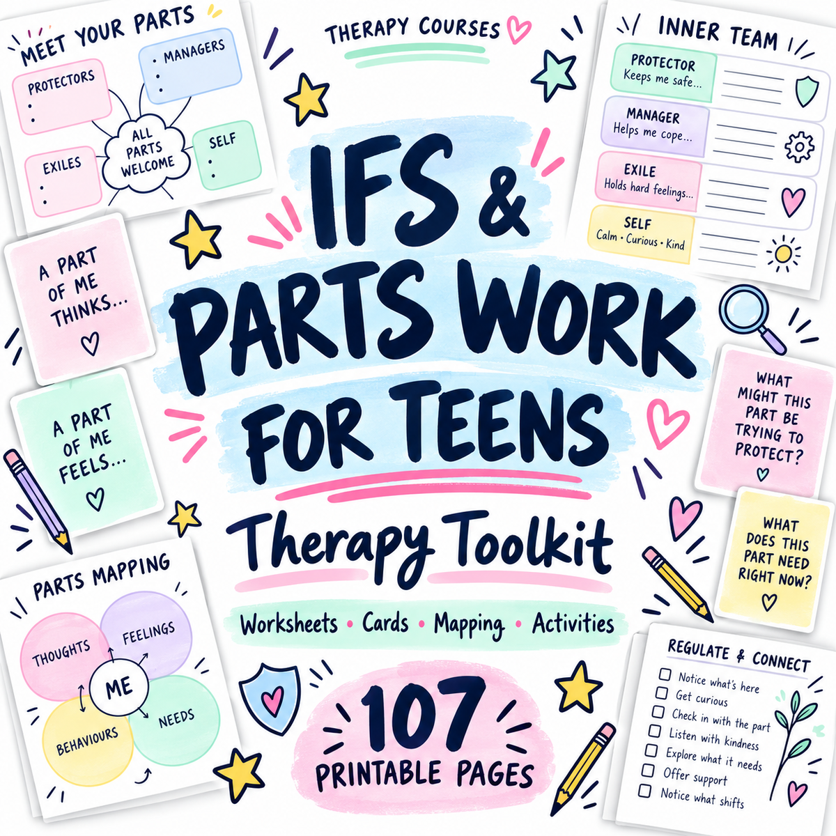 IFS Workbook for Teenagers: Internal Family Systems, Parts Mapping Exercises for Adolescents, Parts Cards, Trauma Informed Resource