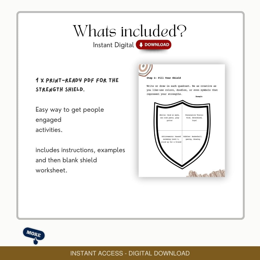 Strength Shield - Teen Self Esteem Building Activity Handout