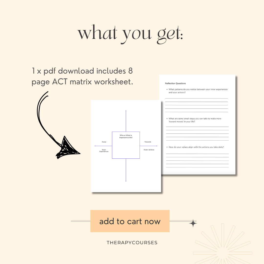 8 ACT Therapy Matrix Worksheets - Acceptance & Commitment Tools + Tech ...