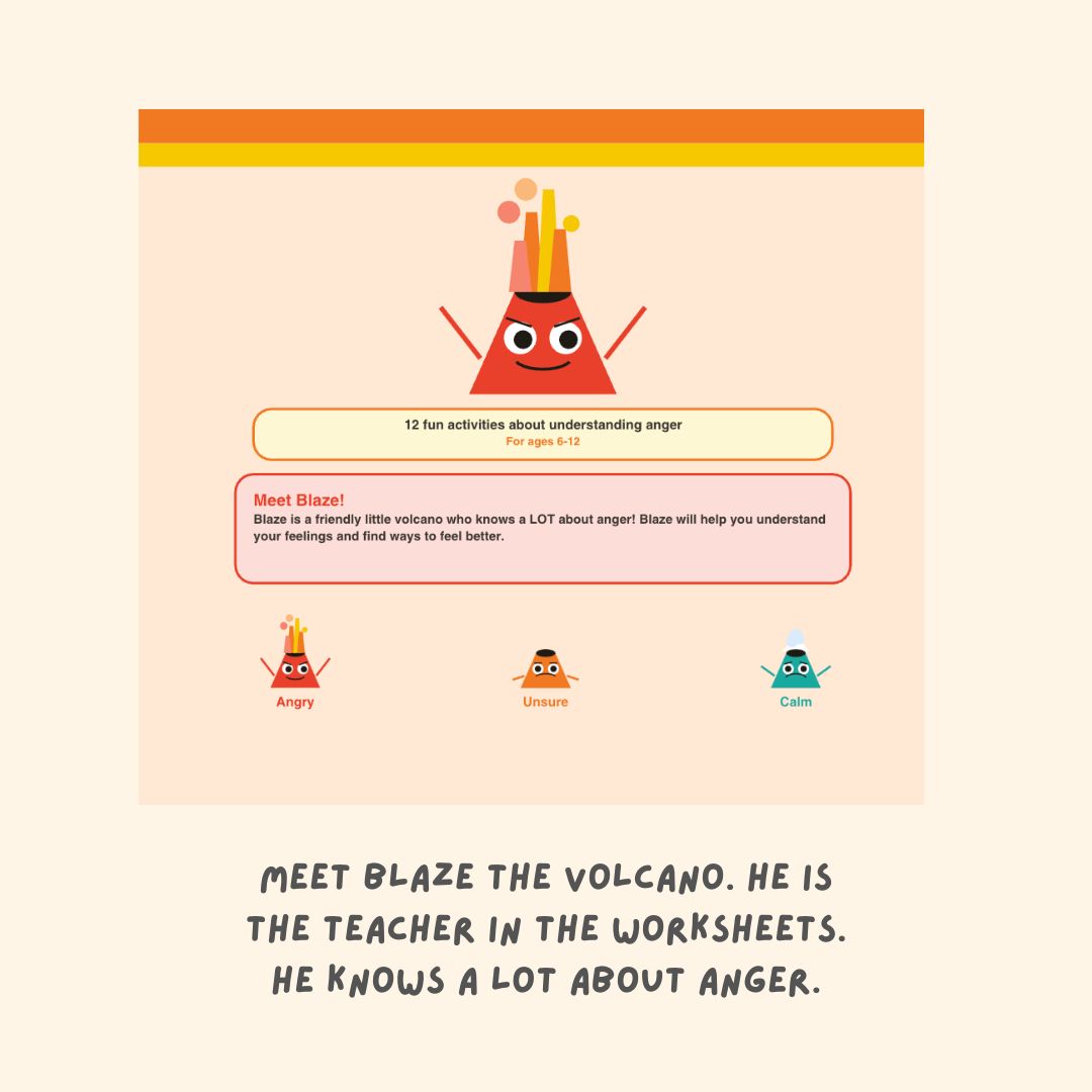 Anger Management Worksheets for Kids: 12 CBT Activities for Children Handouts Exercises (Ages 6-12)