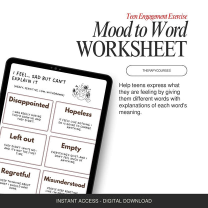 Mood to Word Worksheet: Help Teens Express Feelings