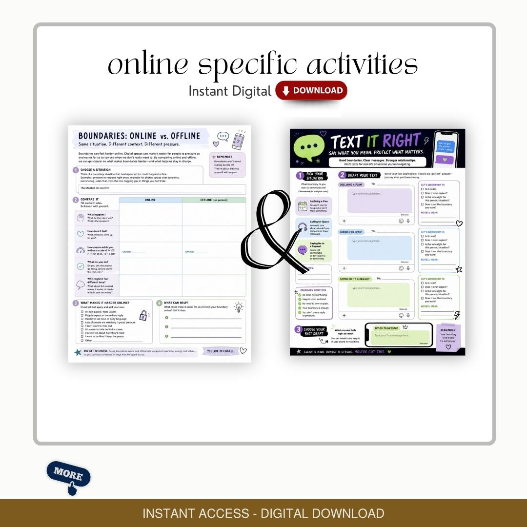 Teen Boundary Activities Workbook — 20 Session-Ready Tools for Adolescent Clients