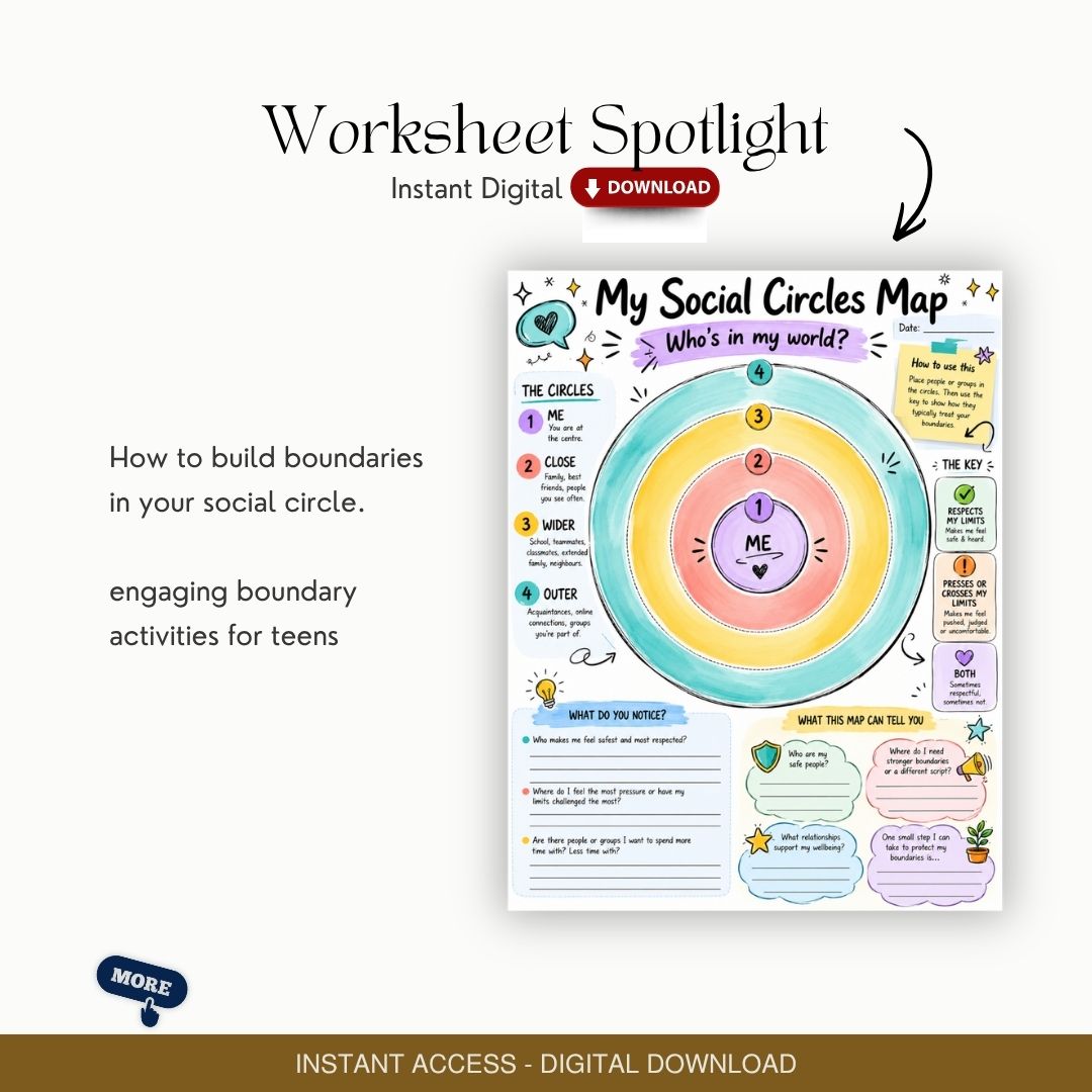 Teen Boundary Activities Workbook — 20 Session-Ready Tools for Adolescent Clients