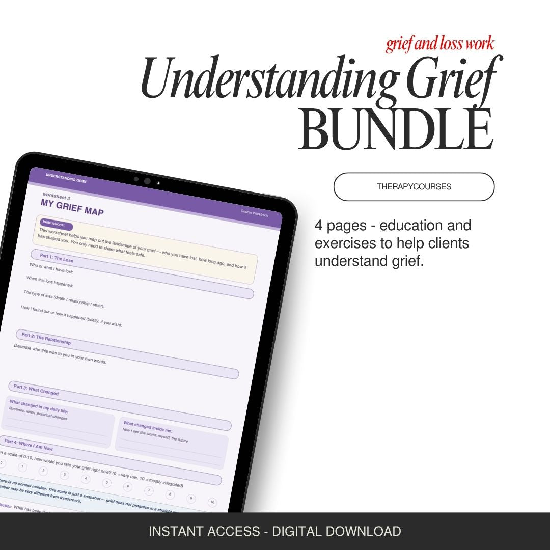Understanding Grief Worksheets for Therapists - Dual Process Bundle PDF