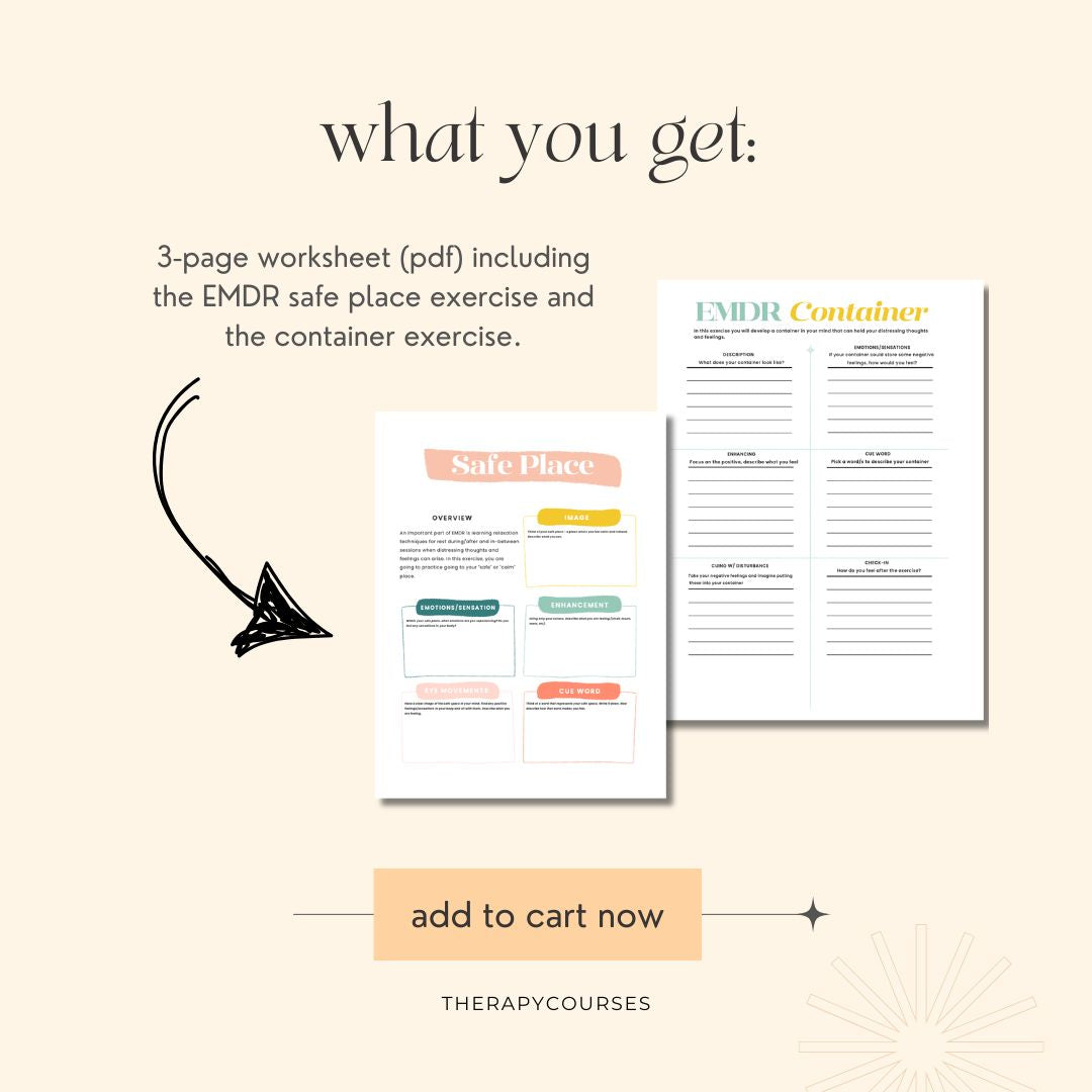 EMDR Safe Place & Container Worksheets — Client Handouts, Resources, Tools